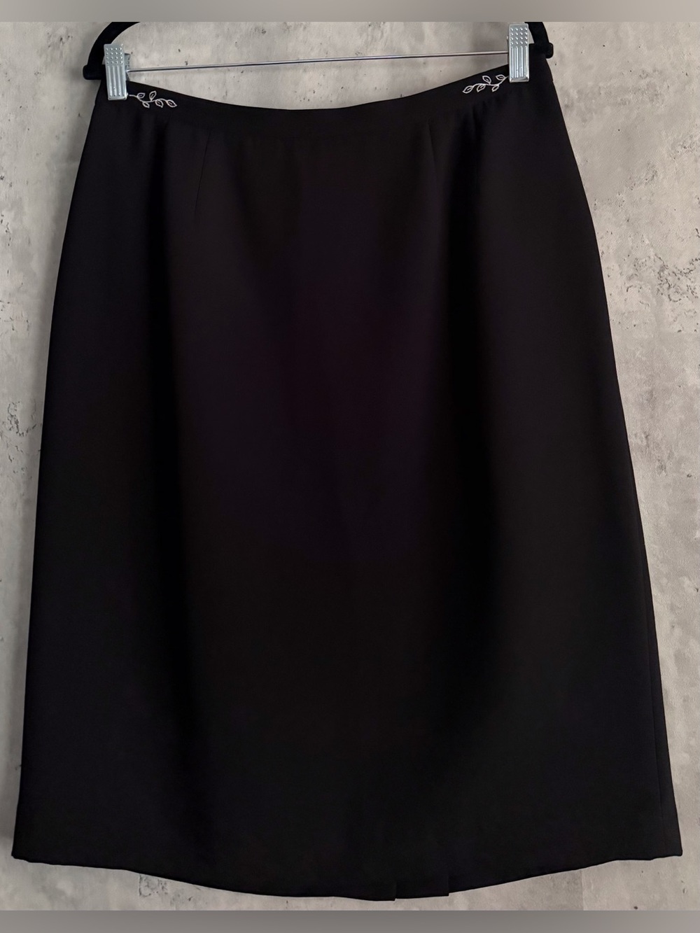 VTG Kasper ASL Skirt Suit Black Floral Contrast Embroidery Evening Cocktail Sz14 - Picture 8 of 14